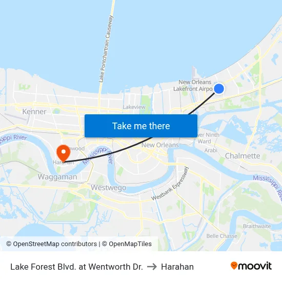 Lake Forest Blvd. at Wentworth Dr. to Harahan map