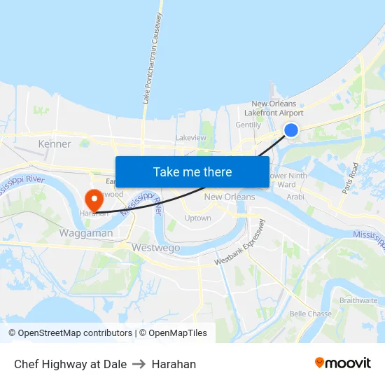Chef Highway at Dale to Harahan map