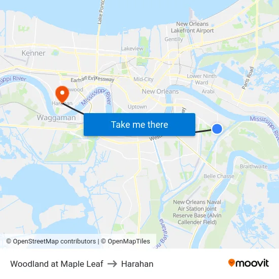 Woodland at Maple Leaf to Harahan map