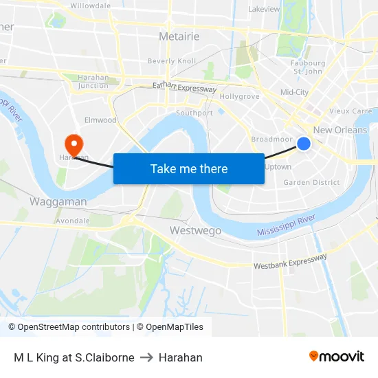 M L King at S.Claiborne to Harahan map