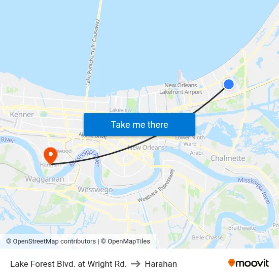 Lake Forest Blvd. at Wright Rd. to Harahan map