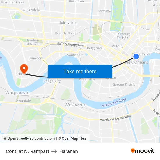Conti at N. Rampart to Harahan map