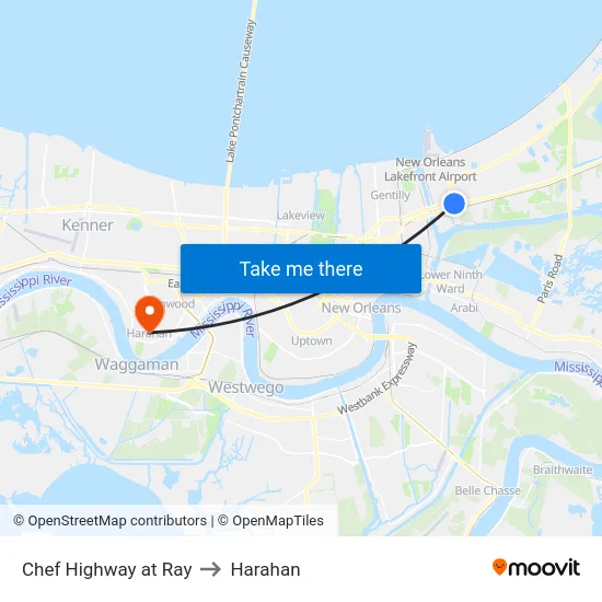 Chef Highway at Ray to Harahan map