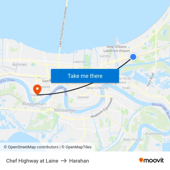 Chef Highway at Laine to Harahan map