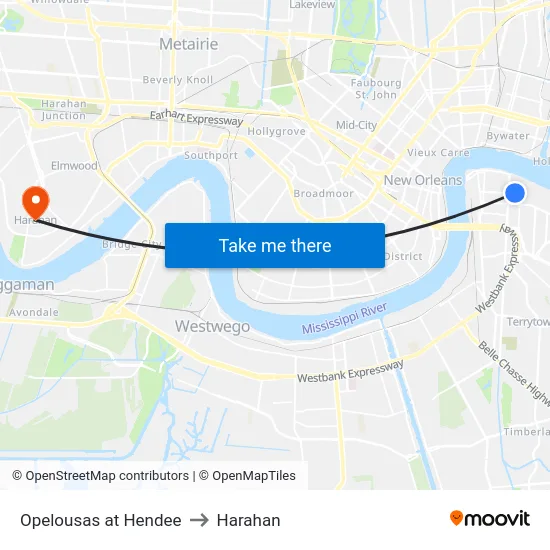 Opelousas at Hendee to Harahan map