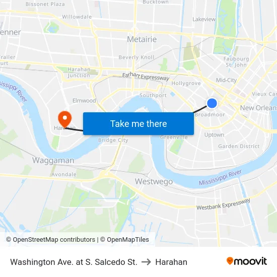 Washington Ave. at S. Salcedo St. to Harahan map
