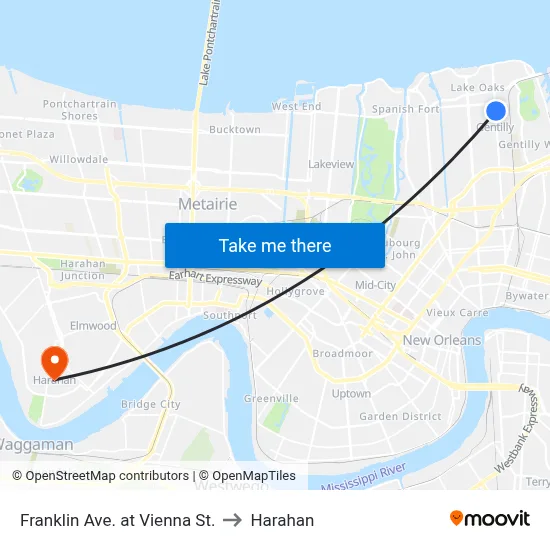Franklin Ave. at Vienna St. to Harahan map