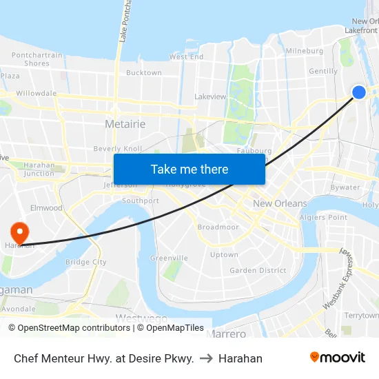 Chef Menteur Hwy. at Desire Pkwy. to Harahan map