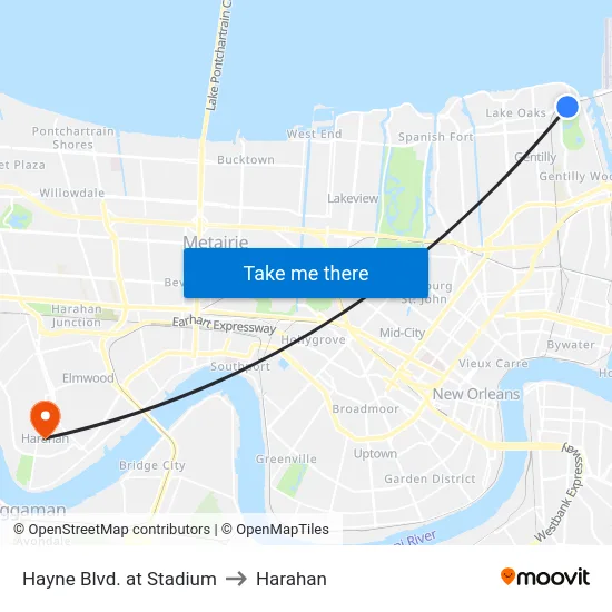 Hayne Blvd. at Stadium to Harahan map