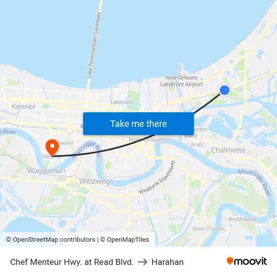 Chef Menteur Hwy. at Read Blvd. to Harahan map
