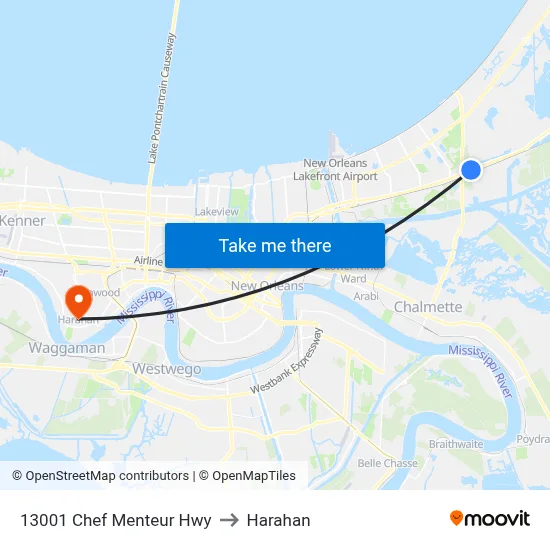 13001 Chef Menteur Hwy to Harahan map