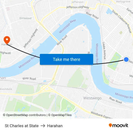 St Charles at State to Harahan map
