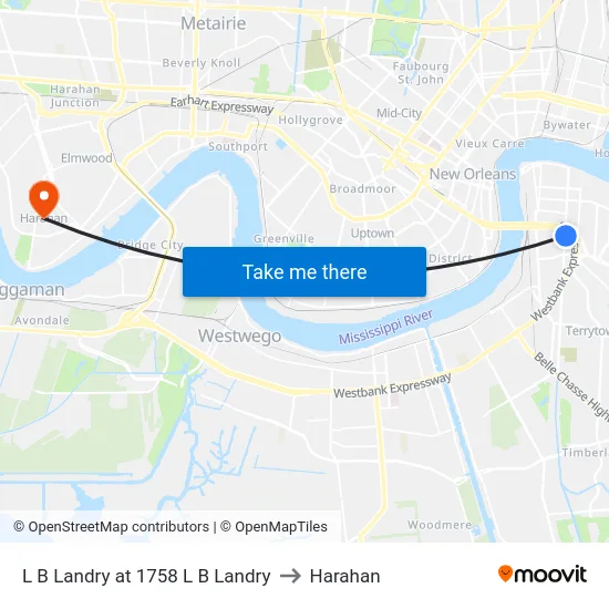L B Landry at 1758 L B Landry to Harahan map