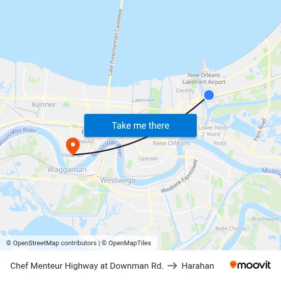 Chef Menteur Highway at Downman Rd. to Harahan map