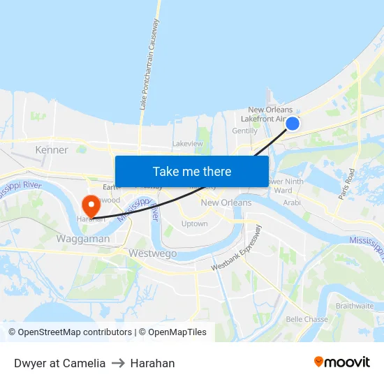Dwyer at Camelia to Harahan map