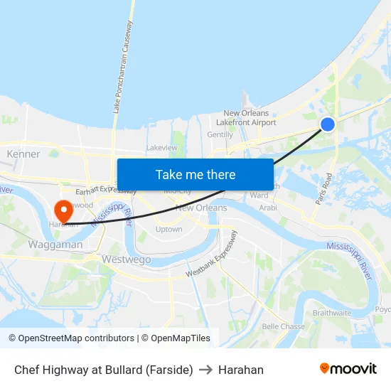 Chef Highway at Bullard (Farside) to Harahan map