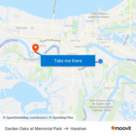 Garden Oaks at Memorial Park to Harahan map