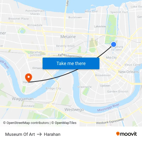 Museum Of Art to Harahan map