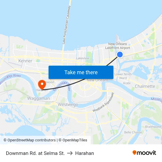 Downman Rd. at Selma St. to Harahan map