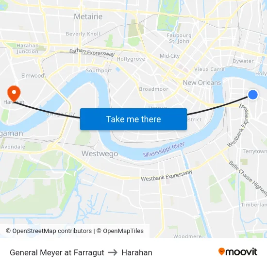 General Meyer at Farragut to Harahan map