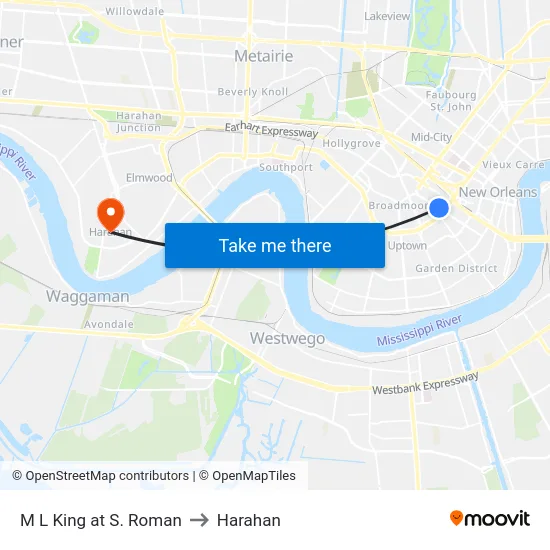 M L King at S. Roman to Harahan map