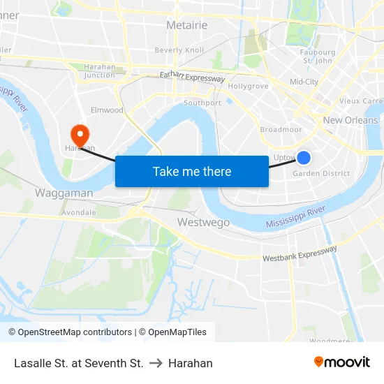 Lasalle St. at Seventh St. to Harahan map