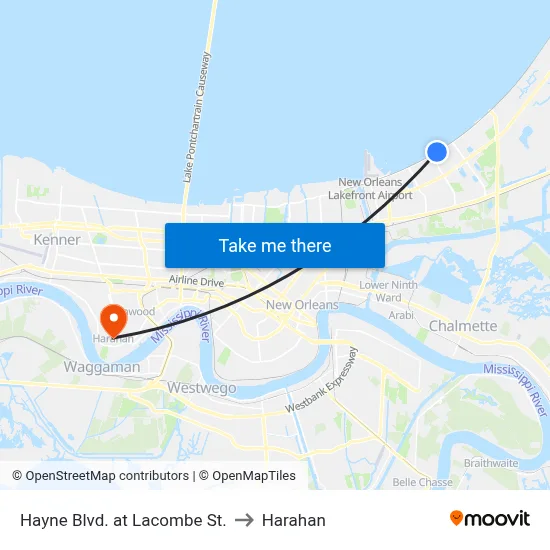 Hayne Blvd. at Lacombe St. to Harahan map