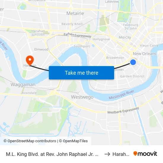 M.L. King Blvd. at Rev. John Raphael Jr. Way to Harahan map