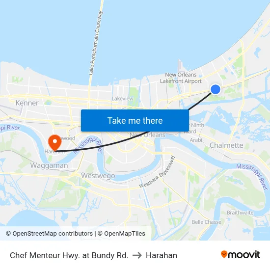 Chef Menteur Hwy. at Bundy Rd. to Harahan map