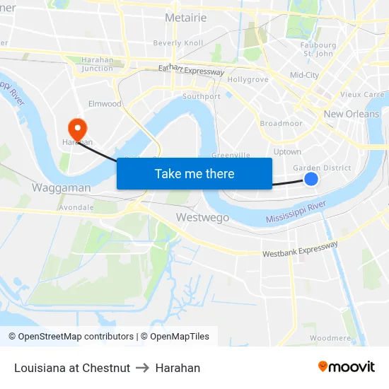 Louisiana at Chestnut to Harahan map