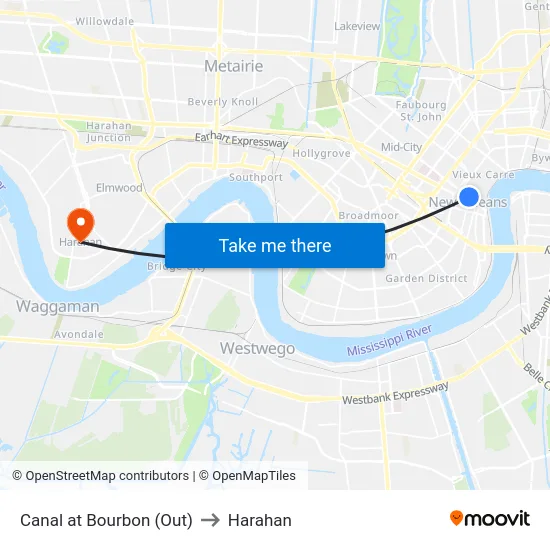 Canal at Bourbon (Out) to Harahan map