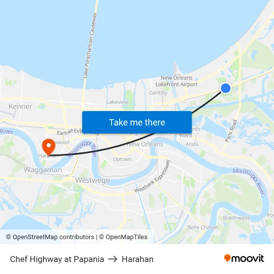 Chef Highway at Papania to Harahan map