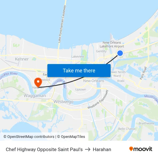 Chef Highway Opposite Saint Paul's to Harahan map