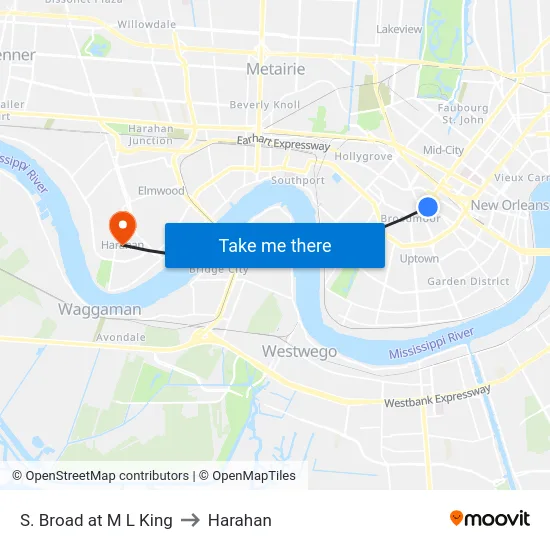 S. Broad at M L King to Harahan map