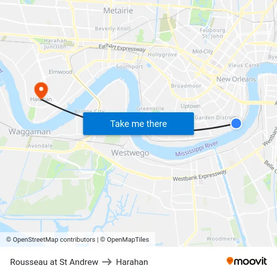 Rousseau at St Andrew to Harahan map