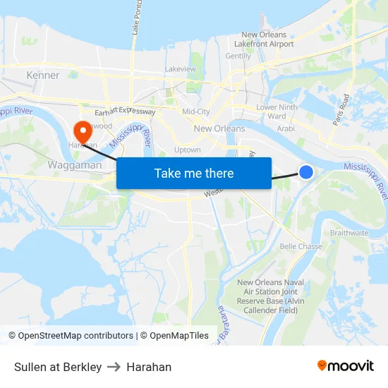 Sullen at Berkley to Harahan map