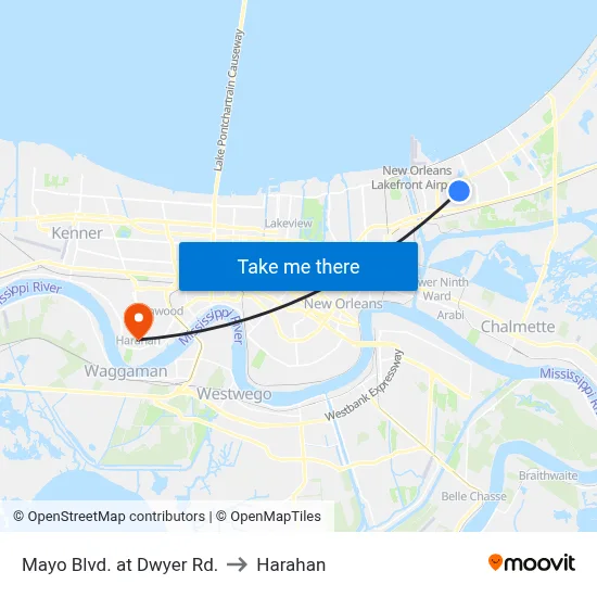 Mayo Blvd. at Dwyer Rd. to Harahan map