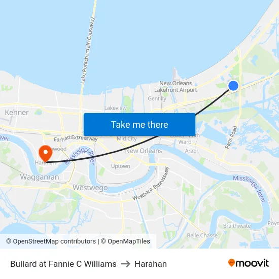 Bullard at Fannie C Williams to Harahan map