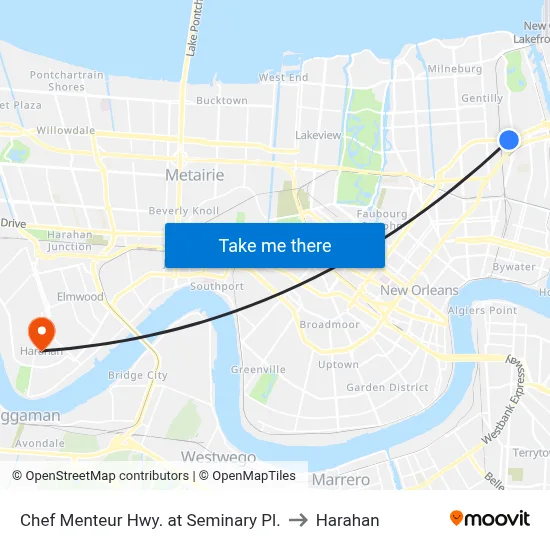 Chef Menteur Hwy. at Seminary Pl. to Harahan map