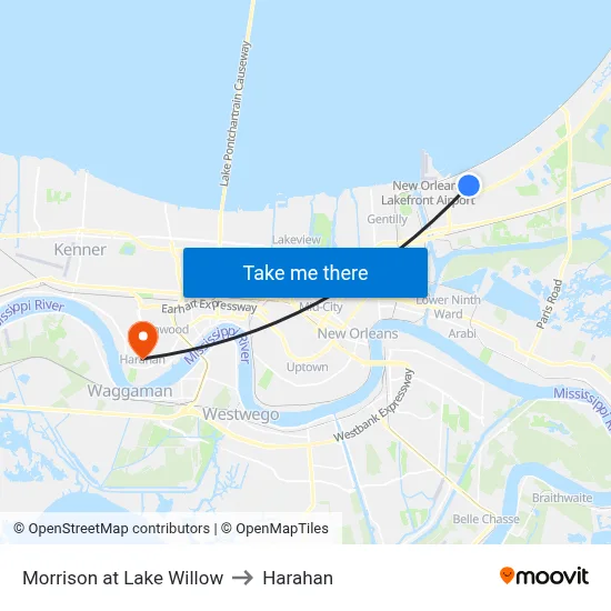 Morrison at Lake Willow to Harahan map