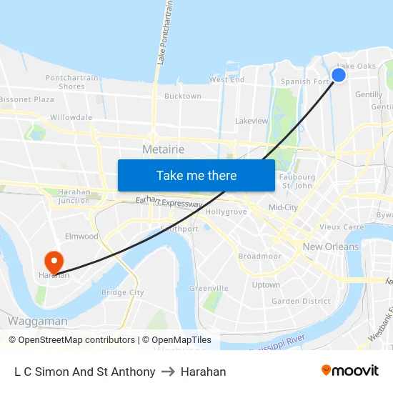 L C Simon And St Anthony to Harahan map