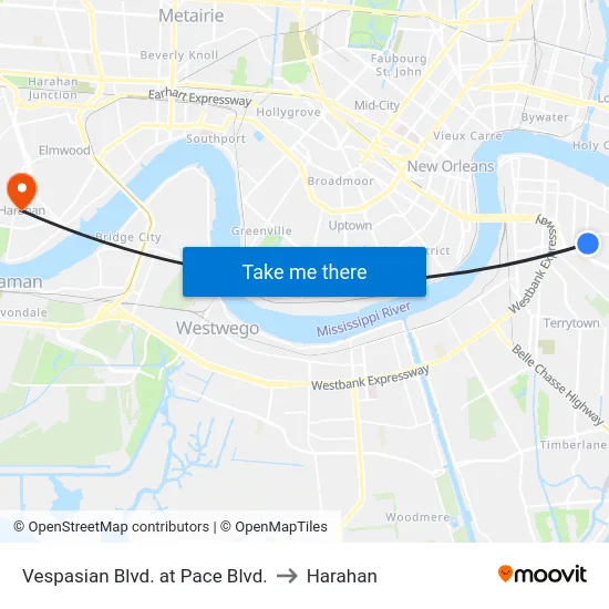 Vespasian Blvd. at Pace Blvd. to Harahan map