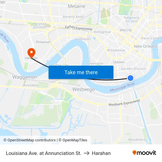 Louisiana Ave. at Annunciation St. to Harahan map