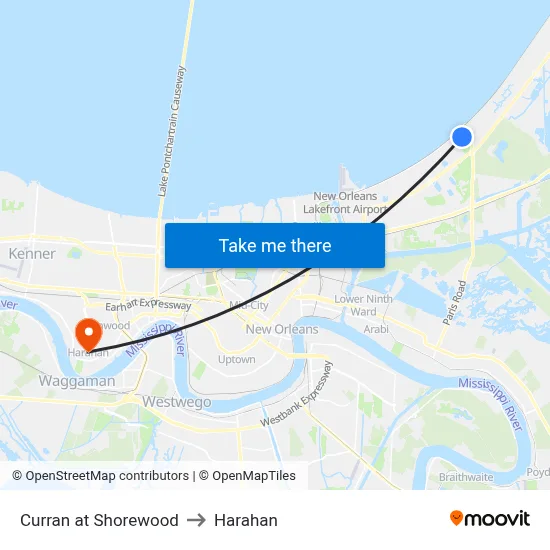 Curran at Shorewood to Harahan map