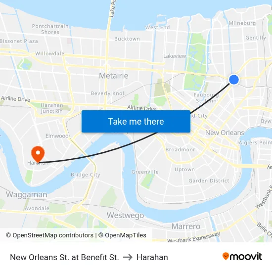 New Orleans St. at Benefit St. to Harahan map