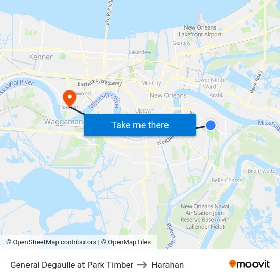 General Degaulle at Park Timber to Harahan map