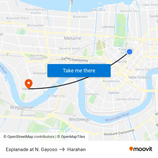 Esplanade at N. Gayoso to Harahan map