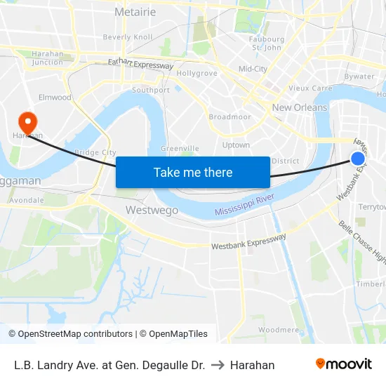 L.B. Landry Ave. at Gen. Degaulle Dr. to Harahan map