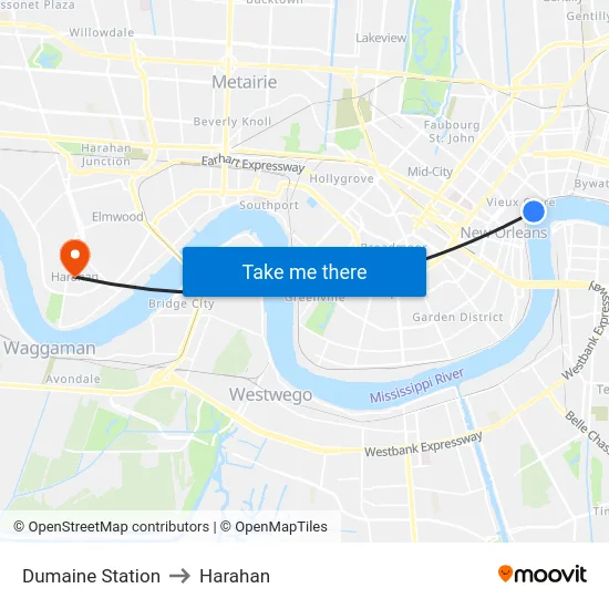 Dumaine Station to Harahan map