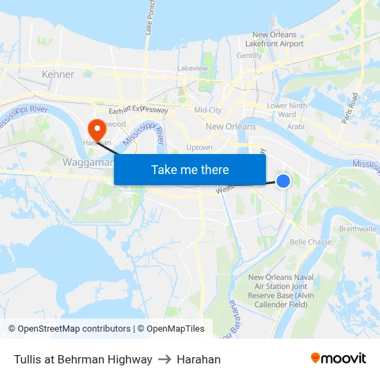 Tullis at Behrman Highway to Harahan map